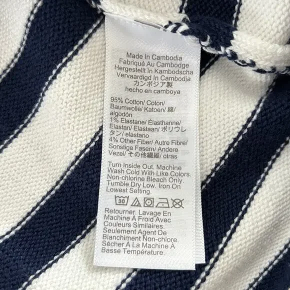 NWT J. Crew Factory Striped Cotton Cardigan Sweater Ivory Navy Stripe - Size: XL - Picture 10 of 10